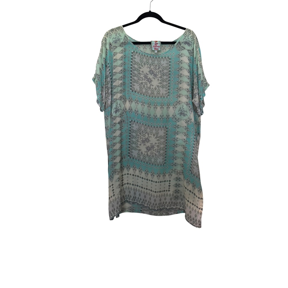 Johnny Was Artsy  Print Rayon Tunic Top Boho Light Airy Loose Fit Sz L - Picture 3 of 8